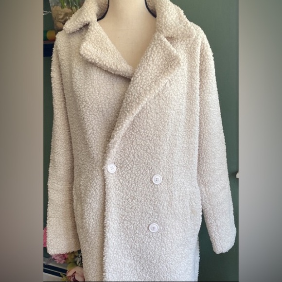 Womens Sz XL Misguided Sherpa double breasted long jacket coat - Picture 5 of 8